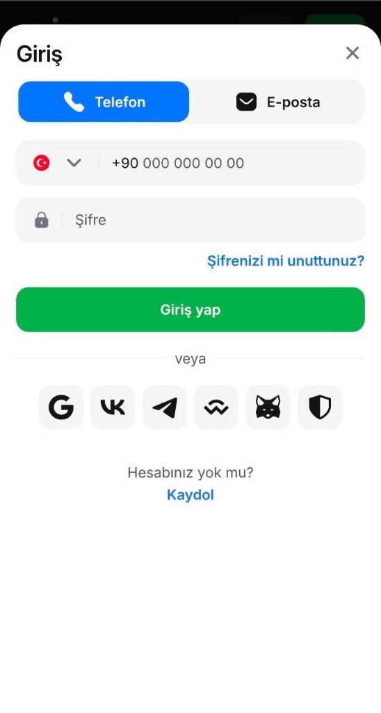 1Win mobil telefonla giriş